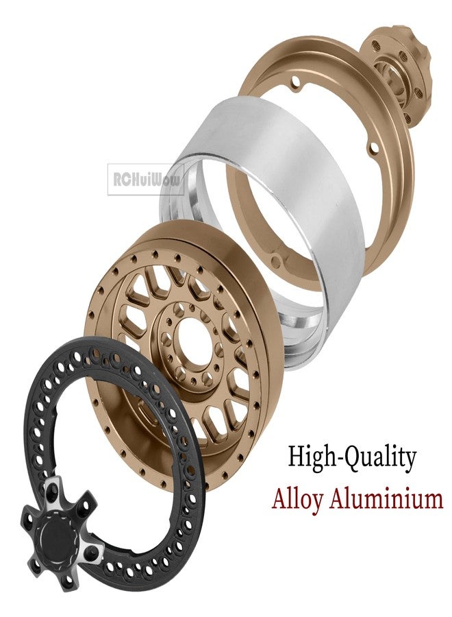 جنوط عجلات RCHuiWow RC مقاس 1.9 بوصة بتقنية Beadlock لسيارات الزحف RC من طراز SCX10 90046 AX103007 TRX4 TRX6 D90 VS4-10 MST CFX Gen8 Gen7 بمقياس 1/10، مصنوعة من سبائك الألومنيوم، لون بني مع أسود. - Image 5